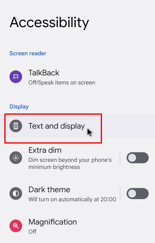 Tap Text and display